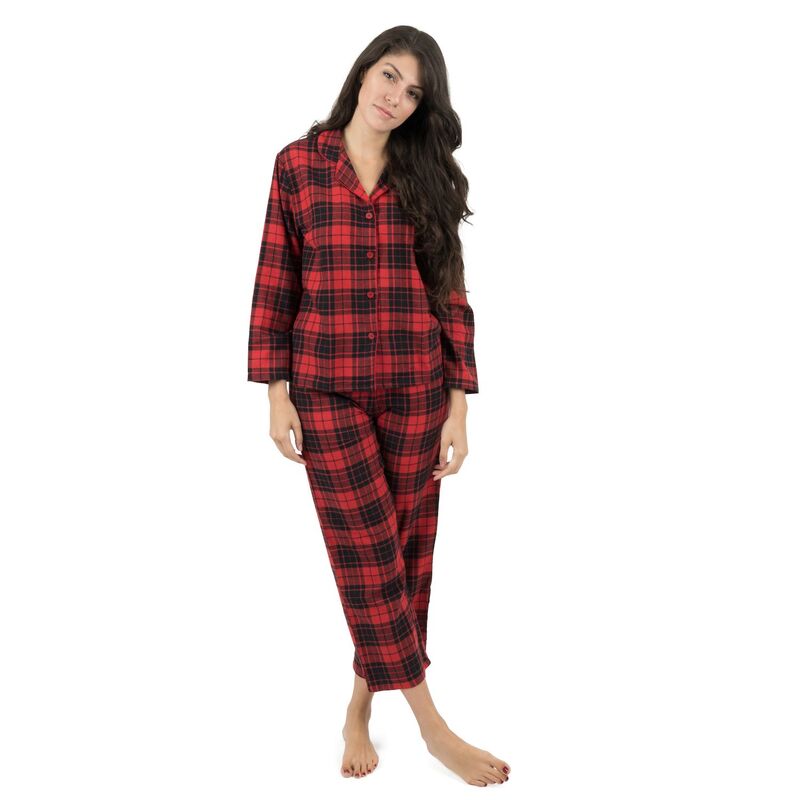 レベレット レディース アンダーお召しもの ナイト爵お召しもの Leveret Womens Two Piece Flannel Pajamas Plaid Black \u0026 Green L Plaid Black Red 黒いこと