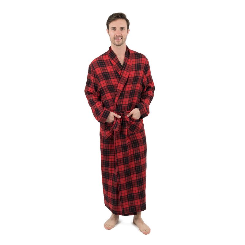 レベレット レディース アンダーお召しもの ナイト爵お召しもの Leveret Mens Flannel Robe Plaid Black Red 黒いこと
