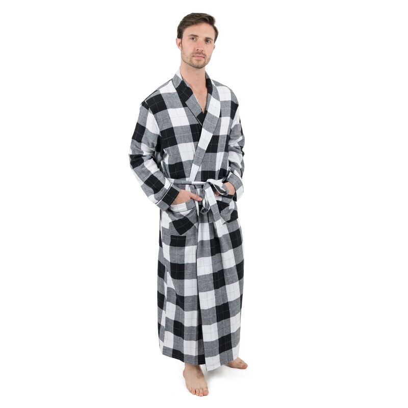 レベレット レディース アンダーお召しもの ナイト爵お召しもの Leveret Mens Flannel Robe Plaid Black White 白いこと