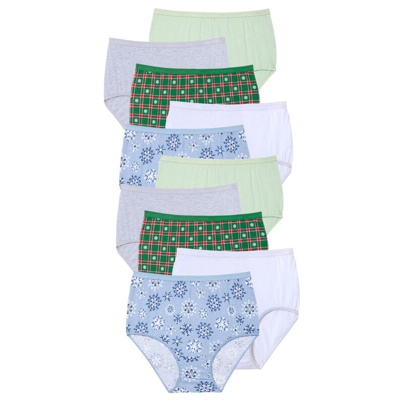 コンフォート 選りわける レディース アンダーお召しもの ズボン下 足し加える大きさ 綿織物 Comfort Choice Plusize Full Coverage Cotton Brief 10-Pack Snowflake Pack