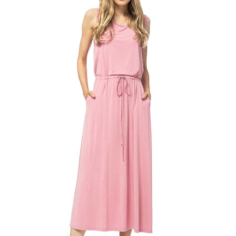 アンナカシ レディース トップス 衣装 Anna-Kaci Women\u0027staple Slip Gown Tied Front Dress with Pockets Pink サクラ色