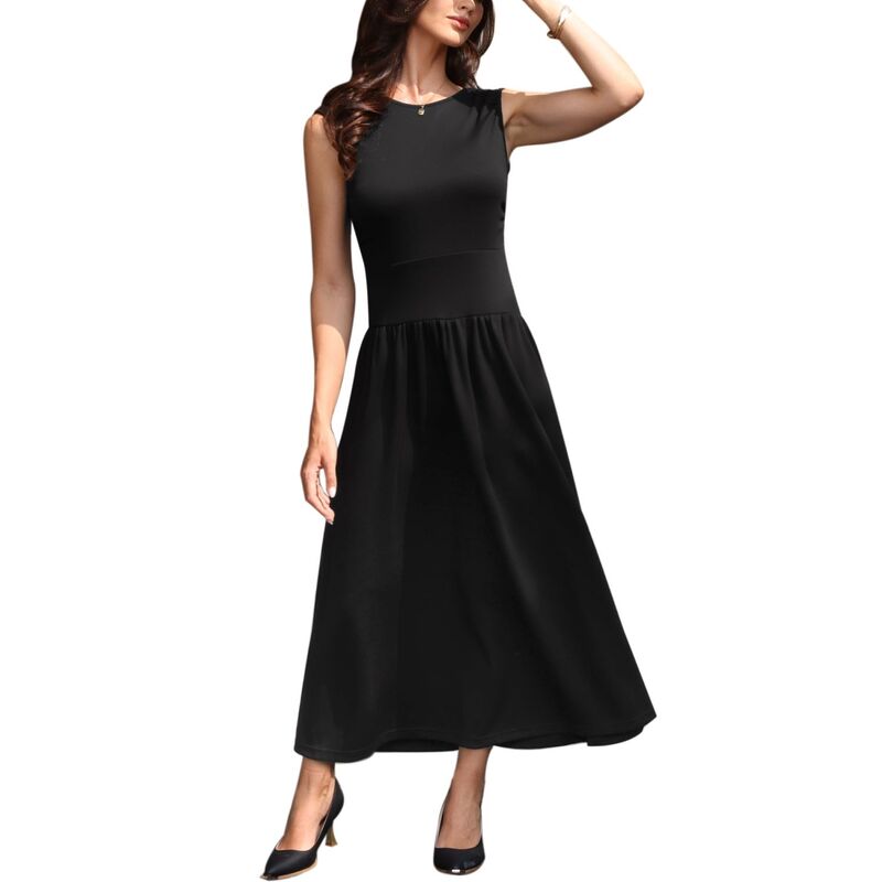 インスパイア 今めかしい レディース トップス 衣装 ご機嫌酉の方角 midi ノースリーブ INSPIRE CHIC Midi Dresses for Women\u0027s High Waist Sleeveless Pockets Casual Work Dress Black 黒いこと