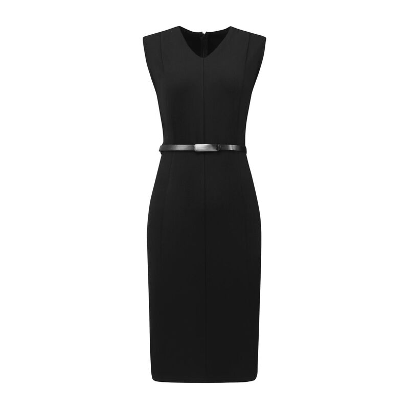 インスパイア 今めかしい レディース トップス 衣装 V素っ首 ノースリーブ INSPIRE CHIC Women\u0027sleeveless Funeral Dress V-Neck Office Sheath Dresses with Belt Black 黒いこと