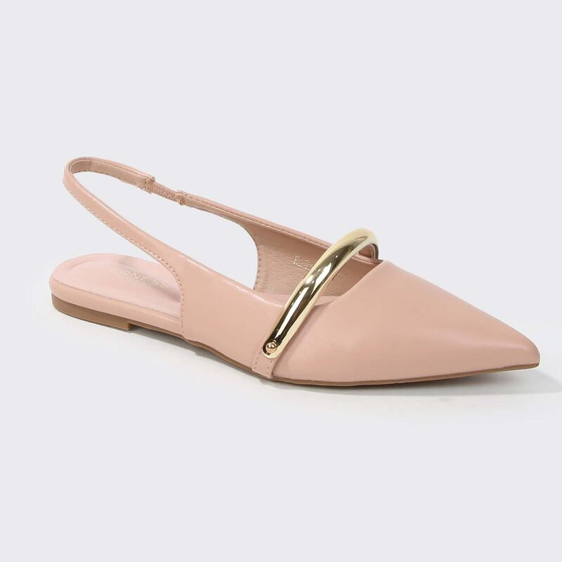 赤ちょうちんネス レディース シューズ サンダル BERNESS Reina Slingback Flats with Gold-Tone Bar Detail Beige ベージュ
