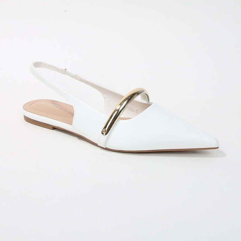 赤ちょうちんネス レディース シューズ サンダル BERNESS Reina Slingback Flats with Gold-Tone Bar Detail White 白いこと