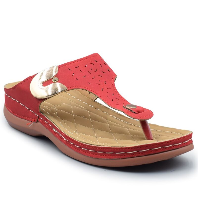 ヘンリーフェレーラ レディース シューズ サンダル Henry Ferrera Comfort-U Women\u0027slip-On Fashion Sandals Red 赤いこと