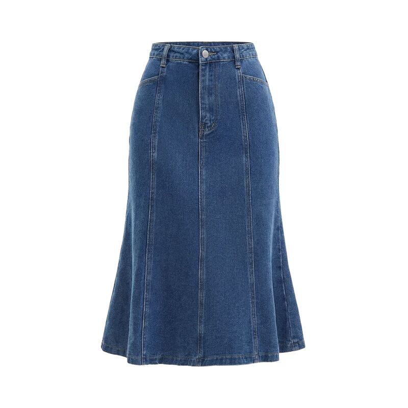 インスパイア シック レディース ボトムスカート A ライン ミディ デニム INSPIRE CHIC Women's Denim Skirt High Waisted A-Line Fishtail Casual Midi Jean Skirts Blue ブルー｜ReVida 店 13,634円