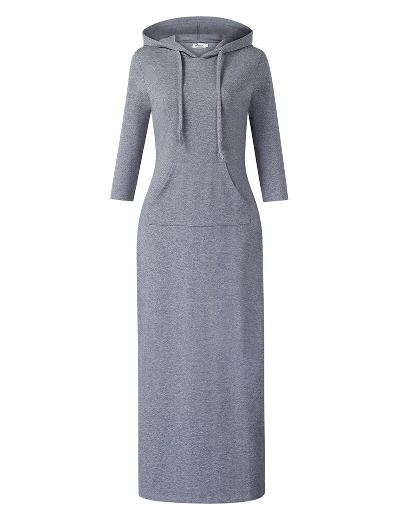 クリアラブ レディース トップス 衣装情の籠もった プルオーバー マキシ パーカー Clearlove Women\u0027s Casual 3/4 Sleeve Pocket Slim Pullover Maxi Hoodie Dressweatshirt Dresses Grey 薄墨色