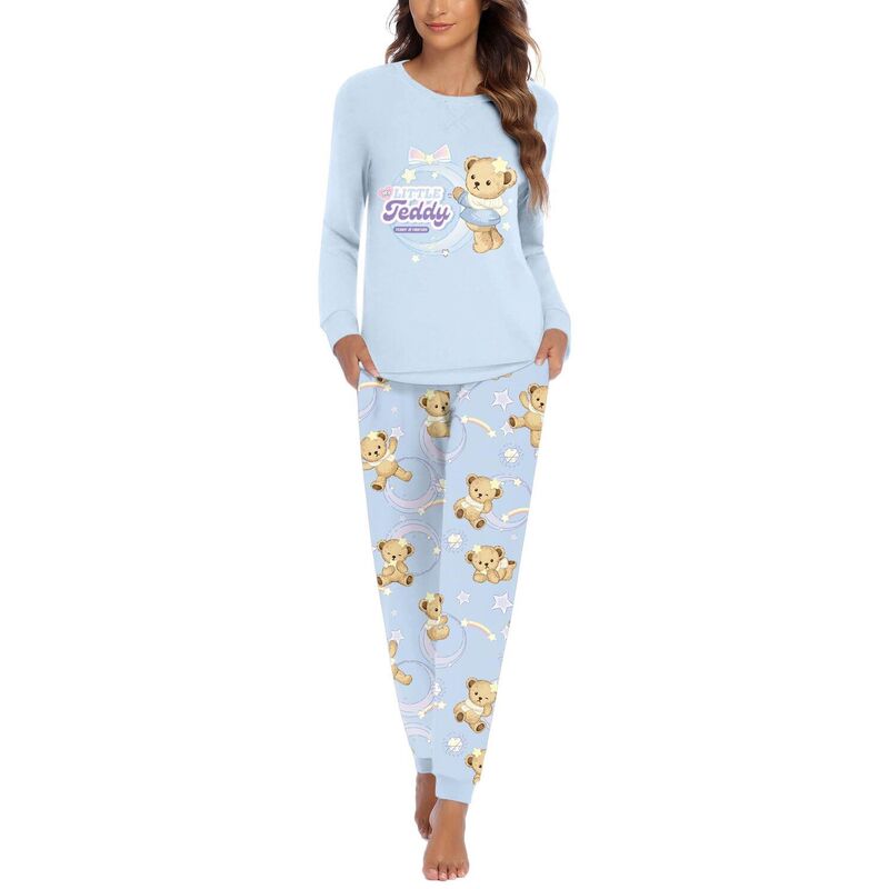 エコアー レディース アンダーお召しもの ナイト爵お召しもの Ekouaer Women ’ s Pajama Set Long Sleeve PJs 2 Piece Lounge Set with Pocketeddy Blue 青色
