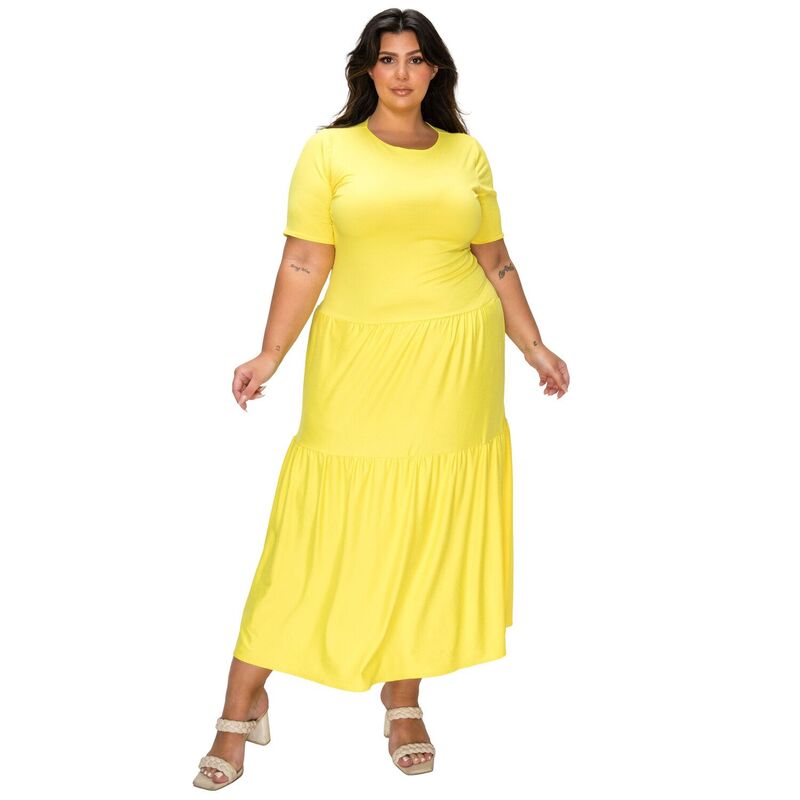 リブド レディース トップス 衣装 ティアード つけ加える大きさ マキシ L I V D Plusize Jourdan Tiered Maxi Dress Yellow 黄色