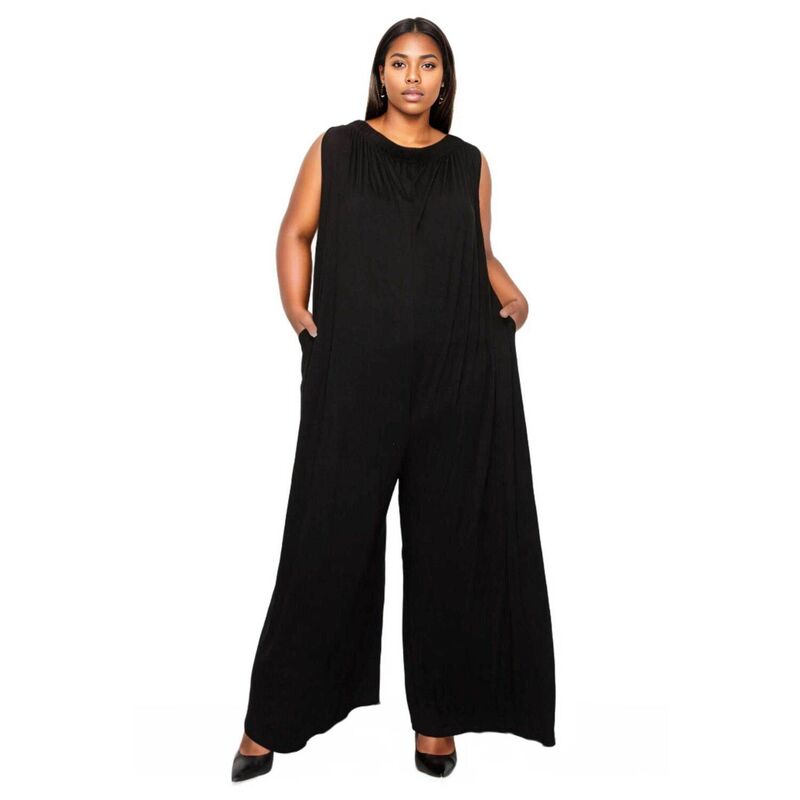 リブド レディース トップス 衣装 ワイドレッグ つけ加える大きさ 飛び降りる背広 L I V D Plusize Olson Wide Leg Pocket Jumpsuit Black 黒いこと
