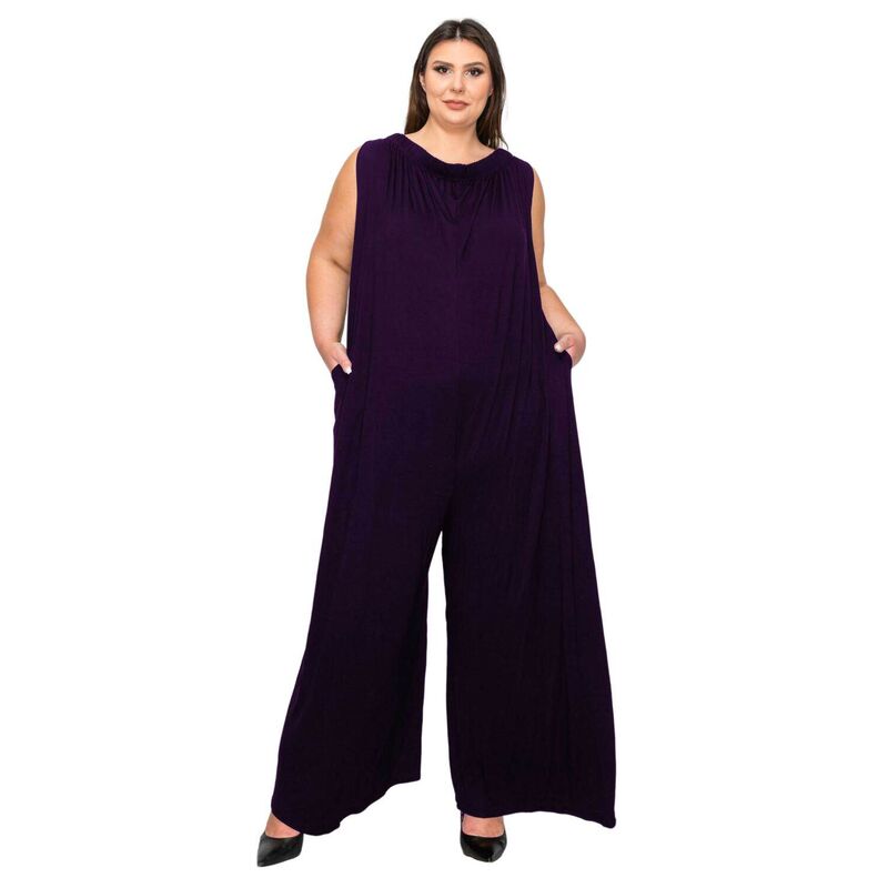 リブド レディース トップス 衣装 ワイドレッグ つけ加える大きさ 飛び降りる背広 L I V D Plusize Olson Wide Leg Pocket Jumpsuit Dark Eggplant