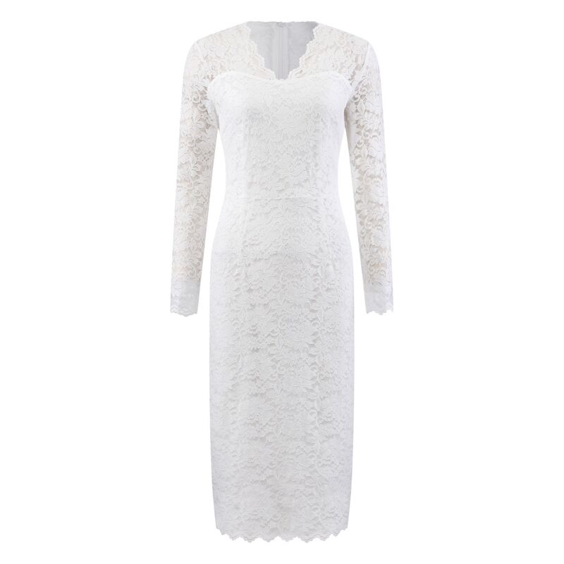 ホンベティ レディース トップス 衣装 V素っ首 御花柄 スピード競技 御花 Hombety Women\u0027s Floralace Dress V Neck Long Sleeve Cocktail Wedding Bodycon Pencil Dresses White 白いこと