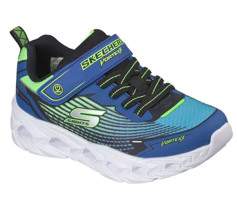 スケッチャーズ レディース シューズ スニーカー Skechers-Lights Vortex 3.0 Boys Lightweight Light-Up Sneakers Black Blue Lime 黒いこと