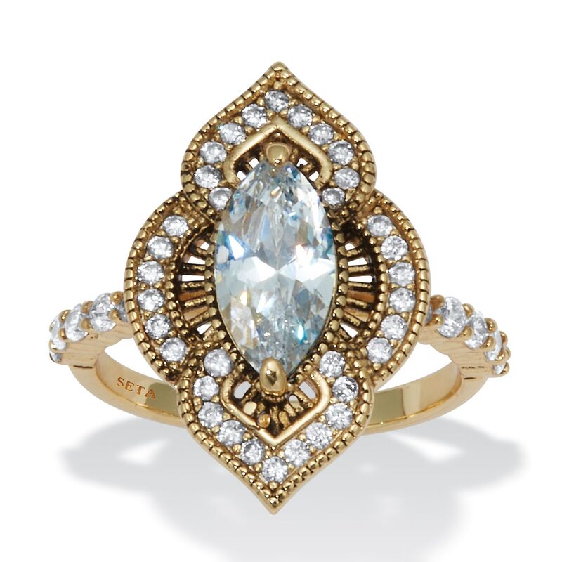 パームビーチジュエリー レディース アクセサリー リング PalmBeach Jewelry 2.67 TCW Marquise Cut Cubic Zirconiantiqued Ringold ゴールド｜ReVida 店