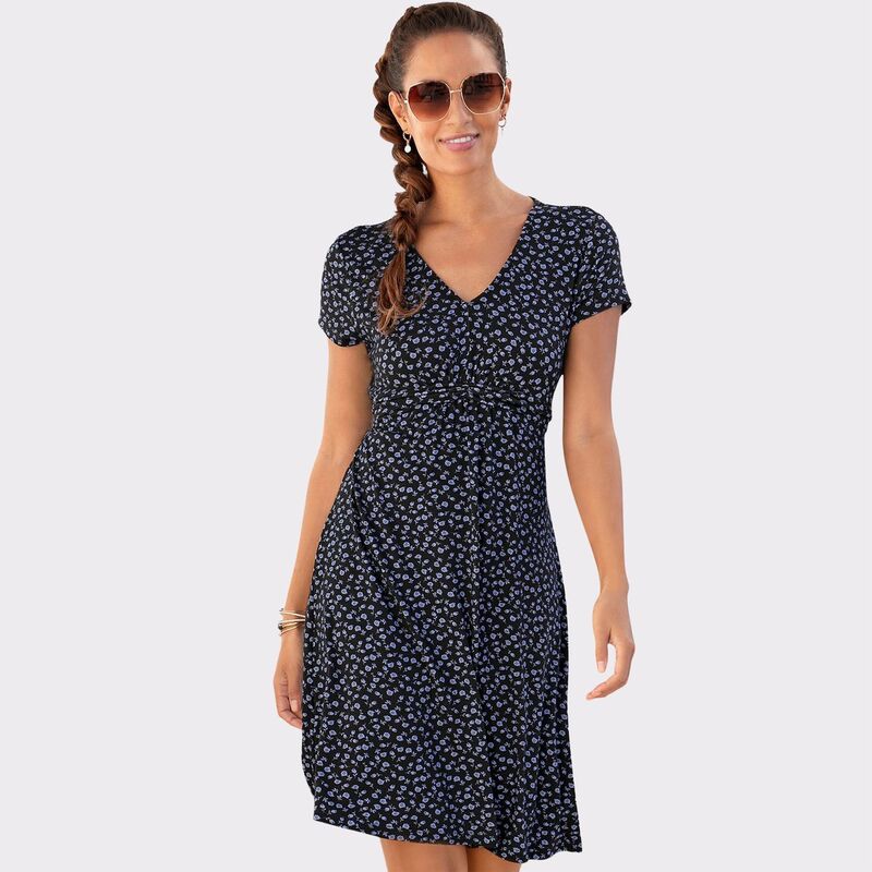 ラスカーナ レディース トップス 衣装 刷り上げる Lascana Women\u0027short Sleeve Print Dress Blue Printed 青み