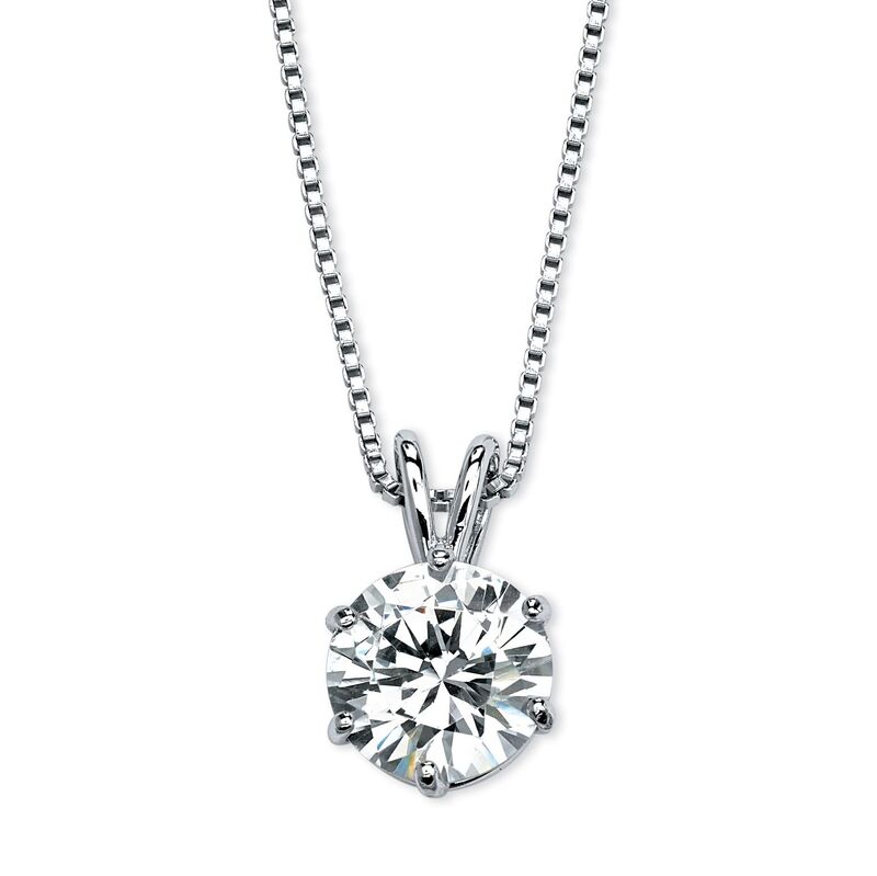 パームビーチジュエリー レディース アクセサリー ネックレス・チョーカー・ペンダントトップ レース PalmBeach Jewelry 3 TCW Cubic Zirconia Pendant Necklace in Platinum-plated Sterling Silver 18" White ホワイト｜ReVida 店