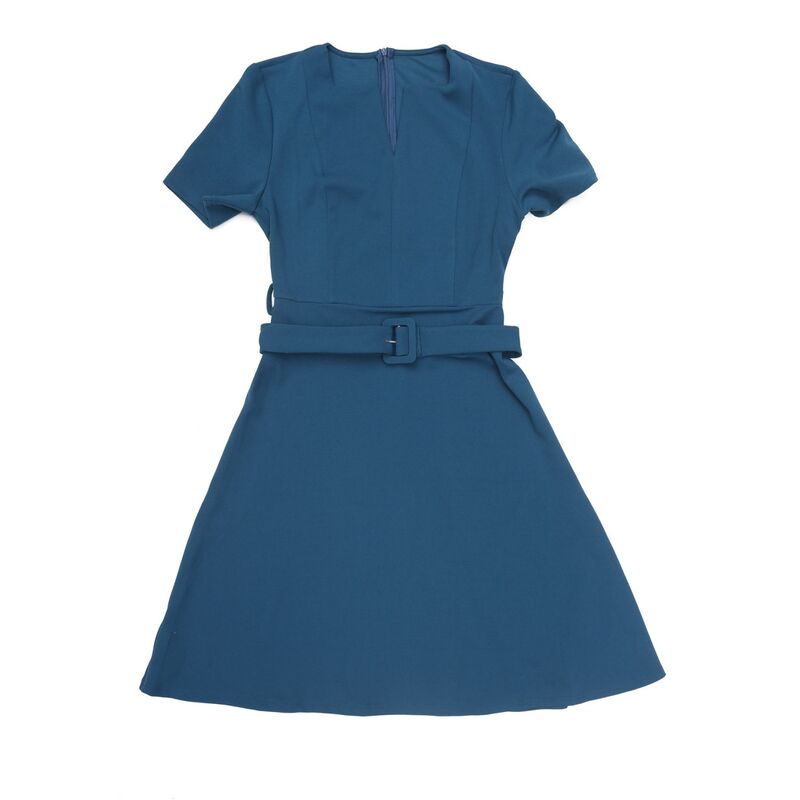 インスパイア 今めかしい レディース トップス 衣装 A 伝達ルート INSPIRE CHIC Women\u0027s A-Line Dress with Belted Summer Short Sleeve Split Neck Dresses Blue 青み