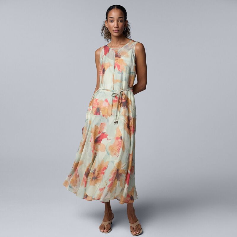 ヴェラウォン レディース トップス 衣装 プチ マキシ Petite Simply Vera Wang Beltedropwaist Maxi Dress Pink Tropic Bloom サクラ色