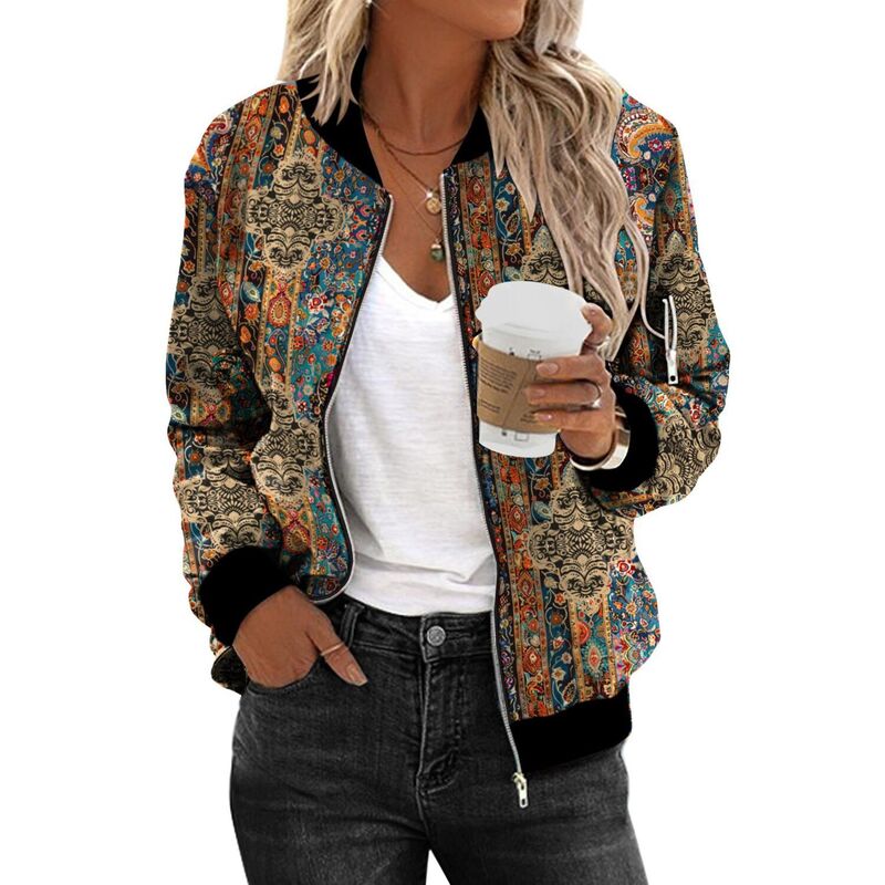 ジーグー レディース アウター ジャケット・ブルゾン コート Zeagoo Women's Bomber Jacket Casual Coat Zip Up Spring Fall Clothes with Pockets Multicolor マルチカラー｜ReVida 店