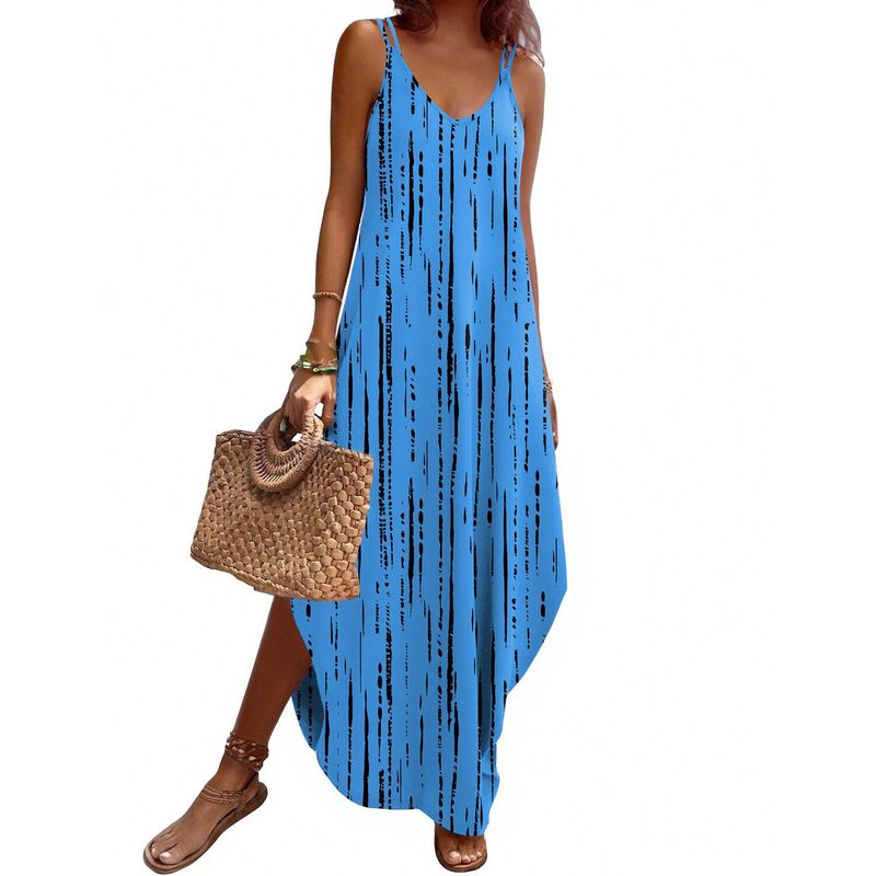 ジーグー レディース トップス 衣装 Vのど首 ノースリーブ Zeagoo Summer Dresses for Women Casual Spaghetti Strap V Neck Sleeveless Dresses with Pocket Blue Black 黒いこと