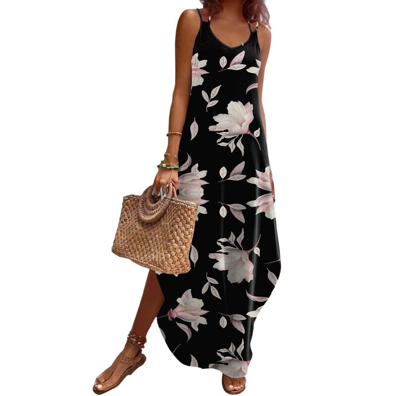 ジーグー レディース トップス 衣装 V素っ首 ノースリーブ Zeagoo Summer Dresses for Women Casual Spaghetti Strap V Neck Sleeveless Dresses with Pocket Blue Flora 青み
