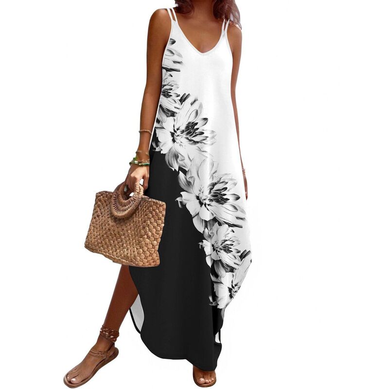 ジーグー レディース トップス 衣装 Vのど首 ノースリーブ Zeagoo Summer Dresses for Women Casual Spaghetti Strap V Neck Sleeveless Dresses with Pocket Gray White Black 白いこと