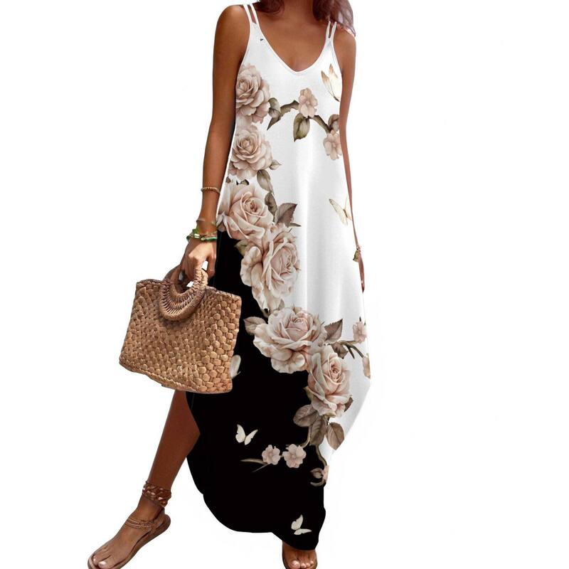 ジーグー レディース トップス 衣装 Vのど首 ノースリーブ Zeagoo Summer Dresses for Women Casual Spaghetti Strap V Neck Sleeveless Dresses with Pocket Light Black 黒いこと