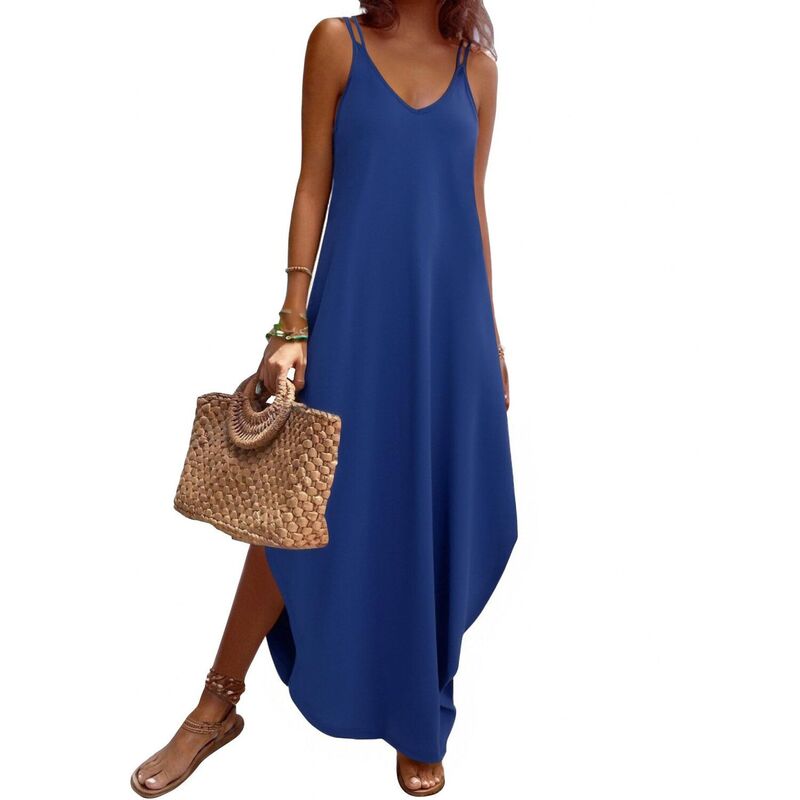 ジーグー レディース トップス 衣装 Vのど首 ノースリーブ Zeagoo Summer Dresses for Women Casual Spaghetti Strap V Neck Sleeveless Dresses with Pocket Navy Blue 米国海軍