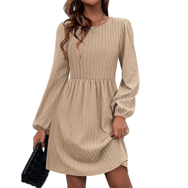 ジーグー レディース トップス 衣装 A 伝達ルート ひざ丈 スウェーター 編み物 Zeagoo Women\u0027s Long Sleeve Knitted Sweater Dress Loose A Line Knee Length Dress with Pockets Beige ベージュ