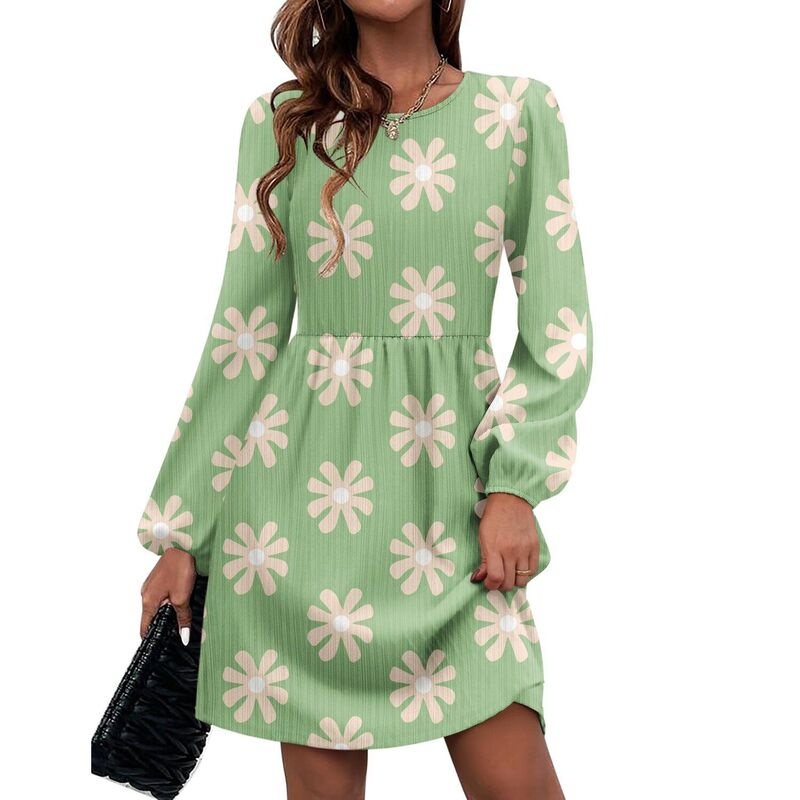 ジーグー レディース トップス 衣装 A 生産ライン ひざ丈 スウェーター 編み物 Zeagoo Women\u0027s Long Sleeve Knitted Sweater Dress Loose A Line Knee Length Dress with Pockets Floral Green 緑であること