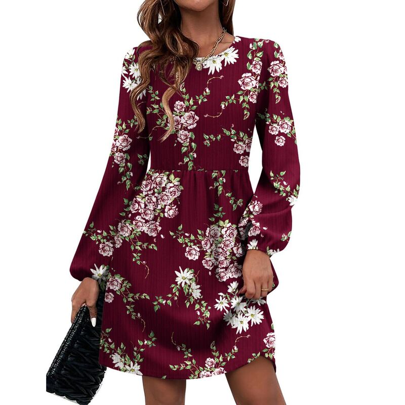 ジーグー レディース トップス 衣装 A 生産ライン ひざ丈 スウェーター 編み物 Zeagoo Women\u0027s Long Sleeve Knitted Sweater Dress Loose A Line Knee Length Dress with Pockets Floral Red 赤いこと