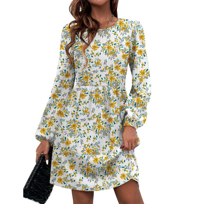 ジーグー レディース トップス 衣装 A 生産ライン ひざ丈 スウェーター 編み物 Zeagoo Women\u0027s Long Sleeve Knitted Sweater Dress Loose A Line Knee Length Dress with Pockets Floral White 白いこと