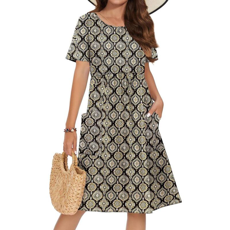 ジーグー レディース トップス 衣装 A 生産ライン 御花柄 MIDI 御花 Zeagoo Women\u0027s Floral A-Line Midi Hawaiian Dress Petal Sleeve Modest Dresses Yellow Floral 黄色