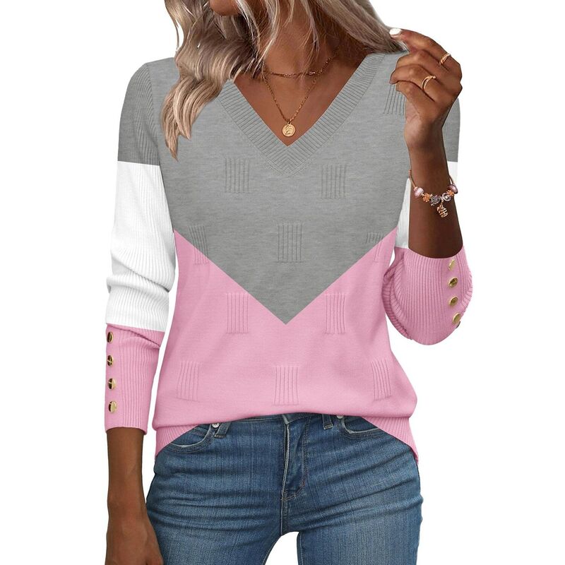 ジーグー レディース アウター ニット・セーター Vネック リブ Zeagoo Women's Lightweight Long Sleeve Fall V Neck Sweaters Ribbed Knit Dressy Holiday Tops Grey Pink グレー｜ReVida 店 13,075円
