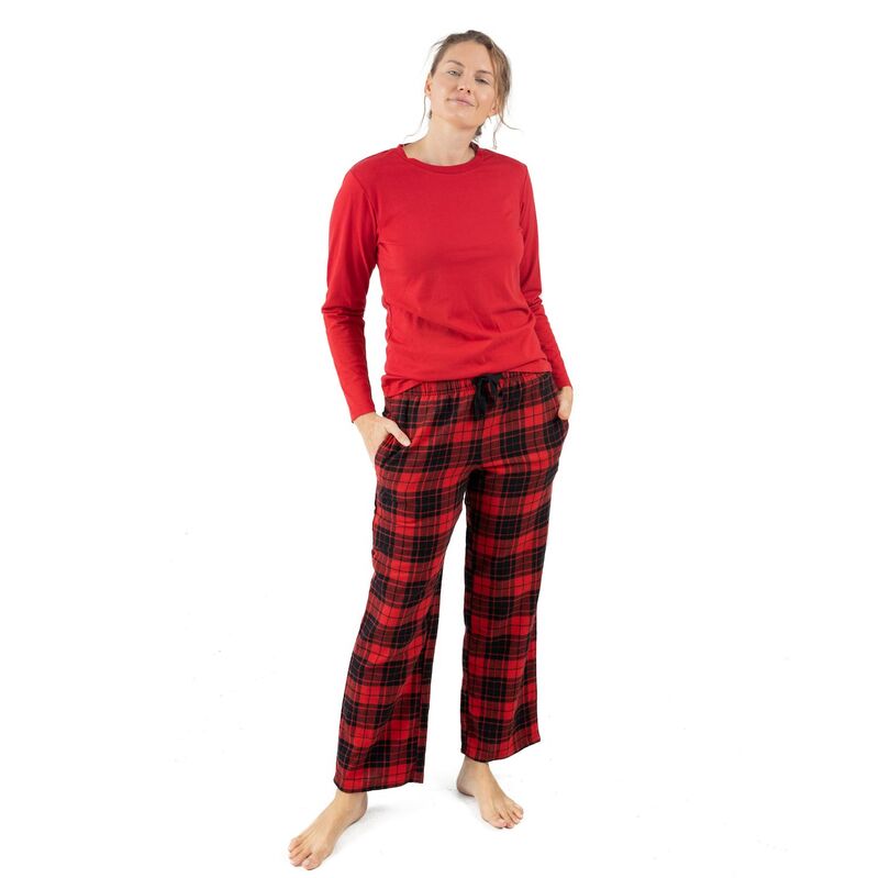 レベレット レディース アンダーお召しもの ナイト爵お召しもの ズボン下 綿織物 Leveret Womens Pajamas Cotton Top Flannel Pants Plaid Black Red 黒いこと