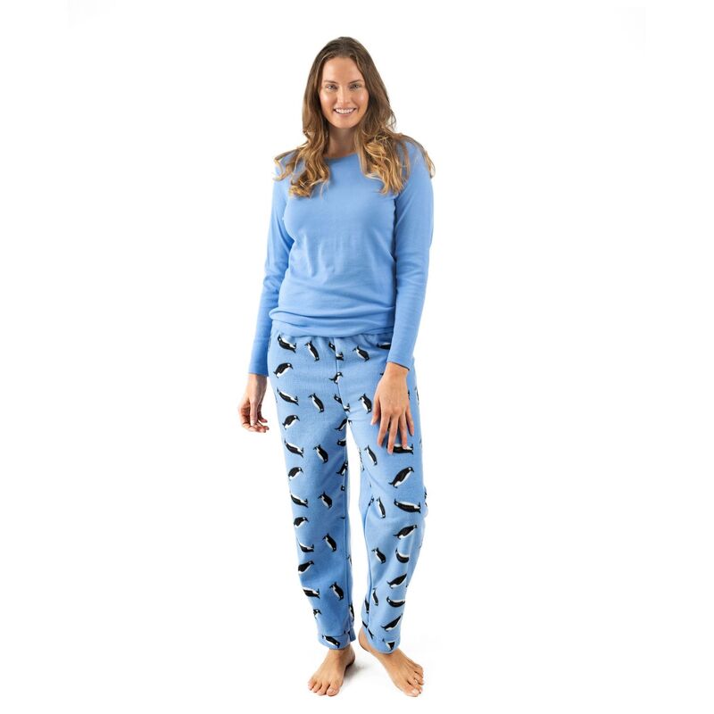 レベレット レディース アンダーお召しもの ナイト爵お召しもの ズボン下 綿織物 フリース Leveret Womens Cotton Top and Fleece Pants Penguin