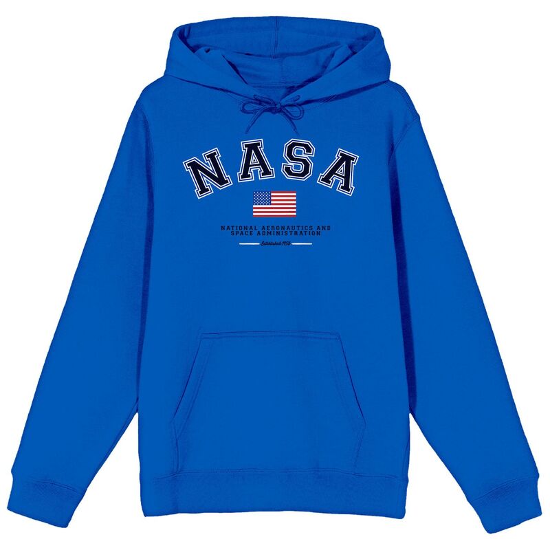 アニメキャラクター レディース トップス Tシャツ ロゴ パーカー グラフィック Licensed Character Men's NASA U.S. Flag Varsity Logo Graphic Hoodie Blue ブルー｜ReVida 店