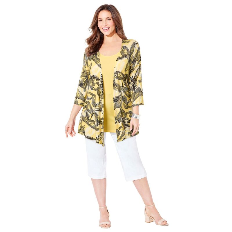 キャサリンズ レディース アウター ニット・セーター プラスサイズ カーディガン Catherines Women's Plusize Cardigand Tank One Piece Top Canary Leaf|ReVida 店