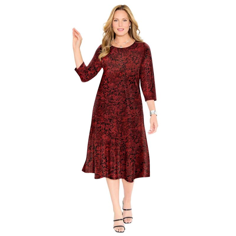 キャサリンズ レディース トップス ワンピース プラスサイズ Catherines Women's Plusize Strawbridge Fit & Flare Dress Red Black Layered Lace ブラック｜ReVida 店