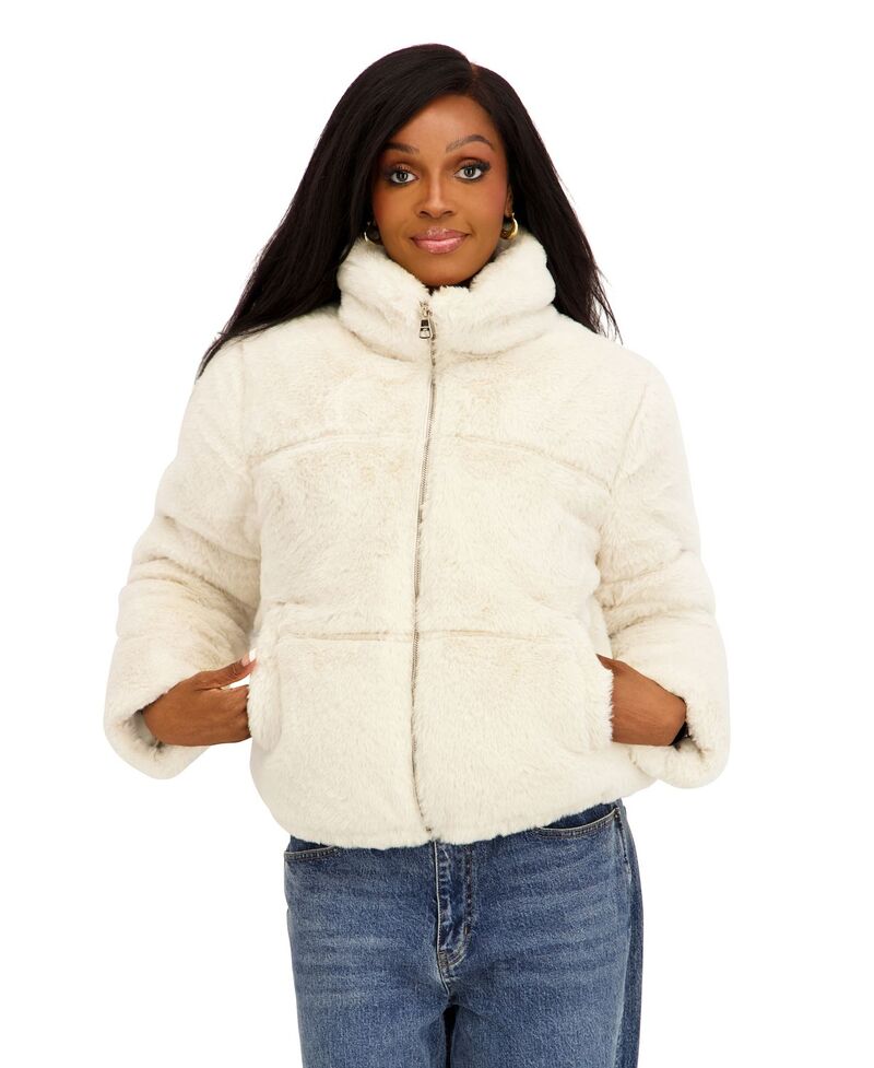 マッデンガール レディース アウター 上衣・上衣 Juniors\u0027 madden girl Faux Fur Puffer Jacket Ecru エクリュ