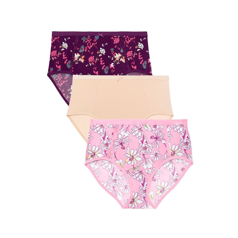 キャサリンズ レディース アンダーお召しもの ズボン下 足し加える大きさ Catherines Plusize Full Coverage Microfiber Panty 3-Pack Floral Pack
