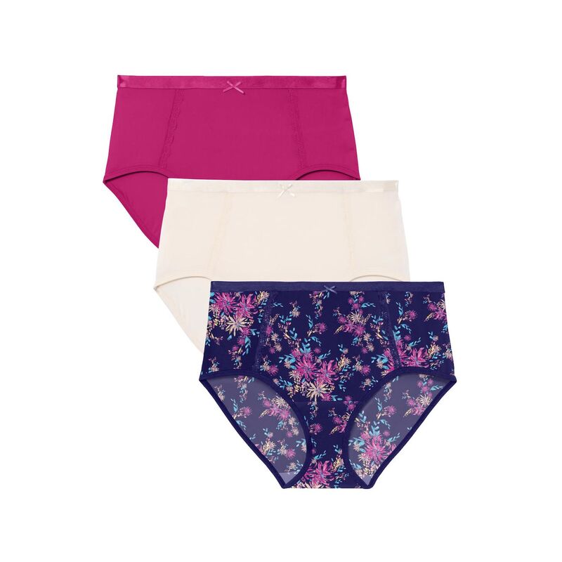 キャサリンズ レディース アンダーお召しもの ズボン下 足し加える大きさ Catherines Plusize Full Coverage Microfiber Panty 3-Pack Multi Floral Pack マルチ色合い