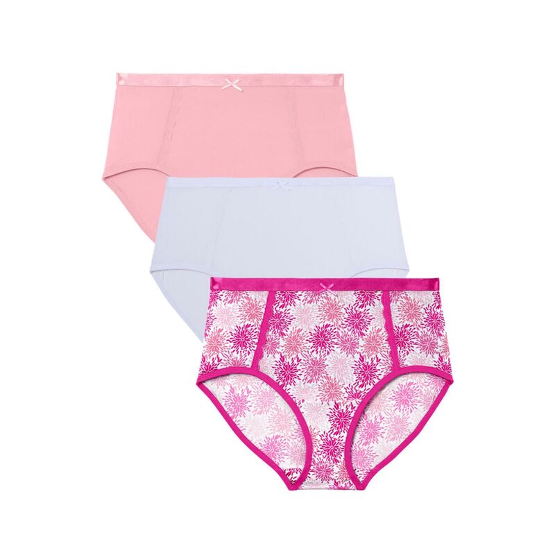 キャサリンズ レディース アンダーお召しもの ズボン下 足し加える大きさ Catherines Plusize Full Coverage Microfiber Panty 3-Pack Pink Blossom Pack サクラ色
