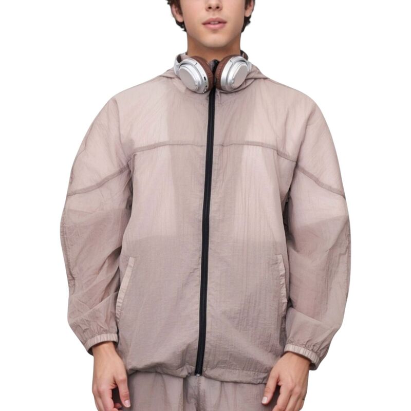 アンナカシ レディース アウター 上衣・上衣 伸び伸びする填まる Anna-Kaci Men\u0027s Hooded Zip-Up Sun Protection Jacket with Lightweight Design and Relaxed Fit Gray 薄墨色