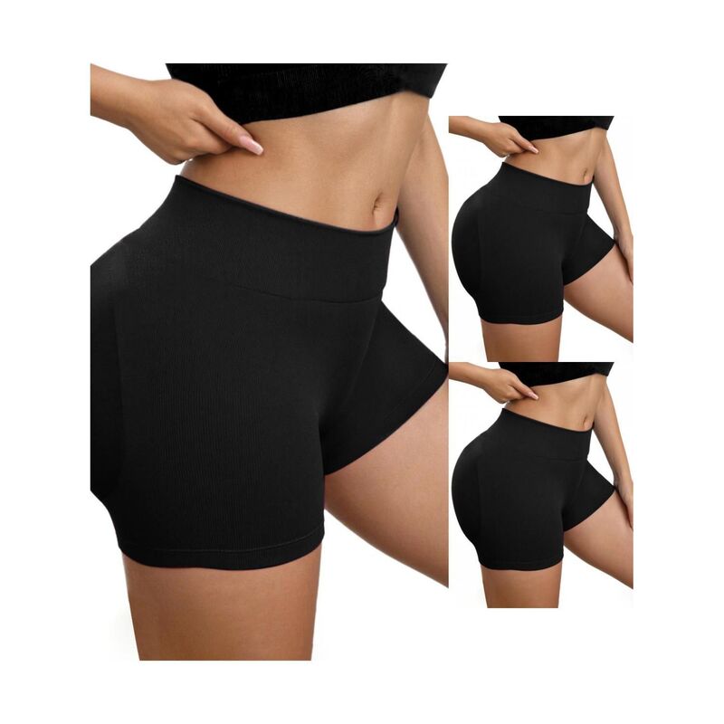 インスパイア シック レディース ボトムス ハーフパンツ・ショーツ INSPIRE CHIC 3 Packs Women'slimming Waist Hip Lifter Control Panties Workout Sport Running Shaper Short Black ブラック｜ReVida 店