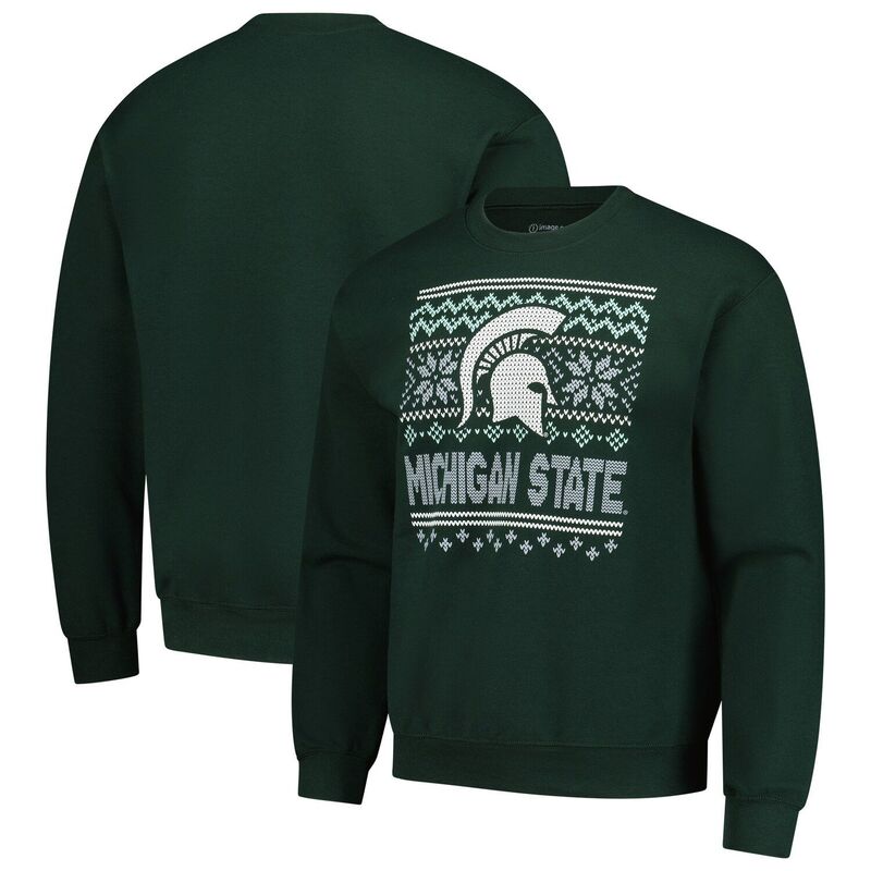 イメージワン レディース トップス Tシャツ スウェット フリース Image One Men's Green Michigan State Spartans Holiday Fleece Sweatshirt Msu Green グリーン｜ReVida 店