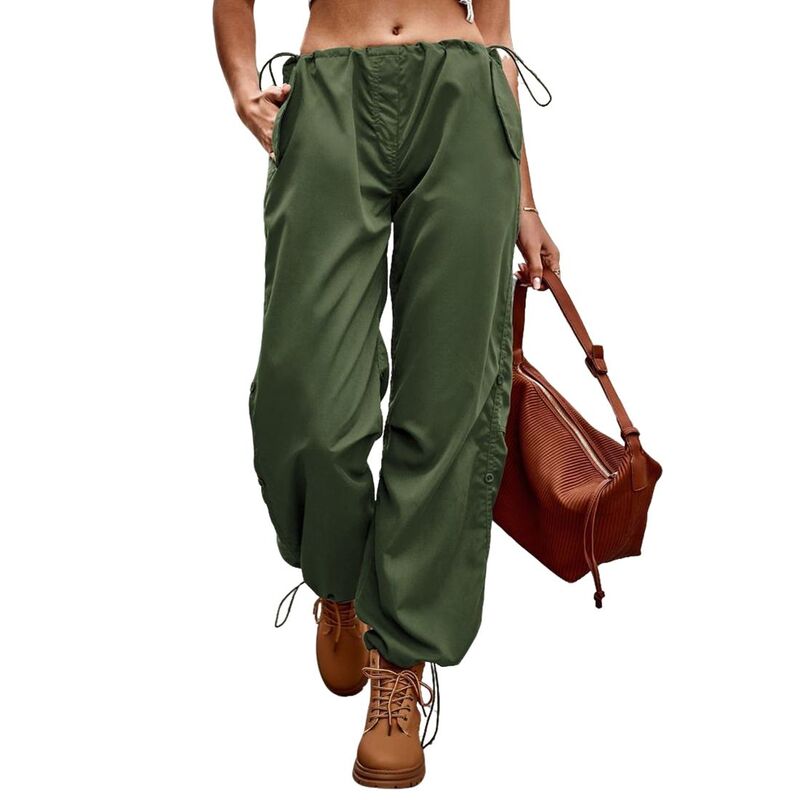 せつ然たる御花 レディース ボトムス 心地よいズボン下 カーゴパンツ ClearFlower Womens Loose Fit Drawstring Elastic Waist Cargo Pants Casual Trousers Army Green 緑であること