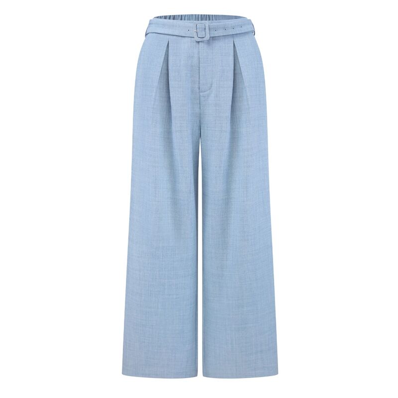 インスパイア 今めかしい レディース ボトムス 心地よいズボン下 ワイドレッグ INSPIRE CHIC Women\u0027s Work Pant Wide Leg Belted Business Casual Straight Long Trousers Blue 青色