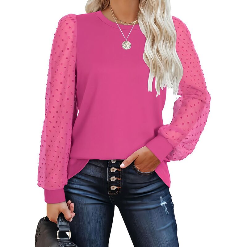 メガリテイラー レディース トップス 衣装 労働者の一団のど首 MegaRetailer Casual Women ’ s Crew Neck Long Sleeve Tunic Fall Top Hot Pink サクラ色